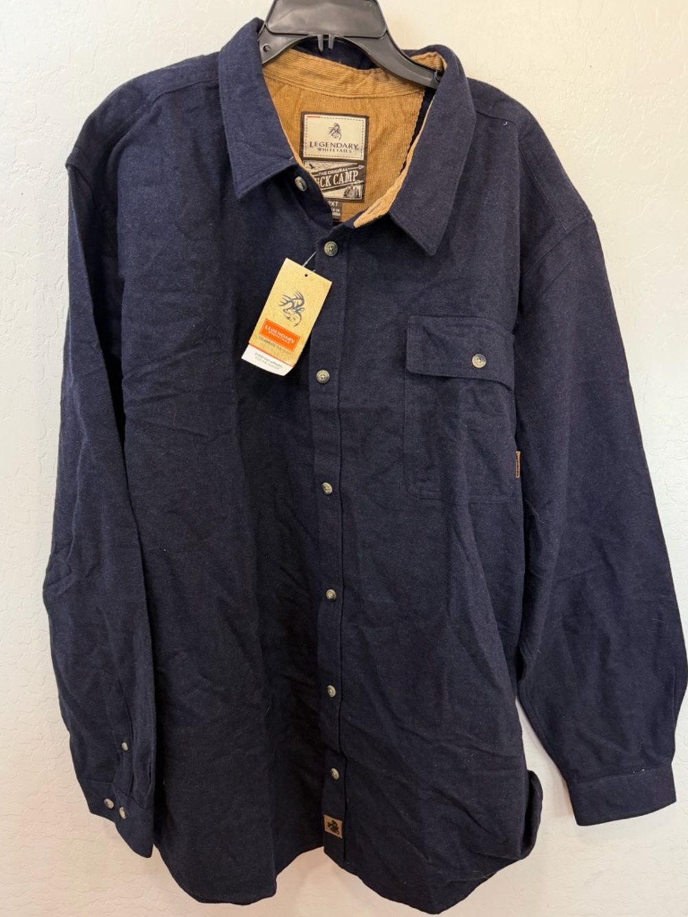 Legendary Whitetails Navy Button Up flannel Shirt 100% cotton men’s 2XT tall nwt